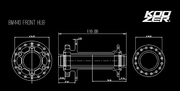 Передняя велосипедная втулка Koozer BM440 с 32 отверстиями 15x110 мм герметичный