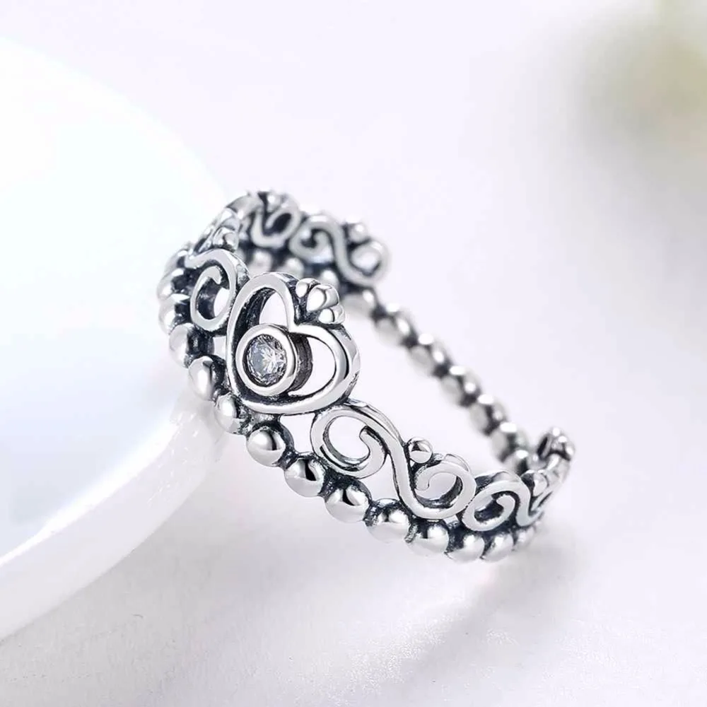 925 Sterling Silver Ring Love Crown Cubic Zirconia Party Jewelry Rings For Women 10th Anniversary Gift(JewelOra RI102604)