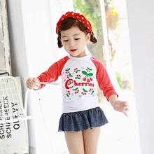 Детский купальник; Лидер продаж; сезон лето; с принтом вишни; два предмета; милое поступление; высококачественная одежда для детей; купальный костюм