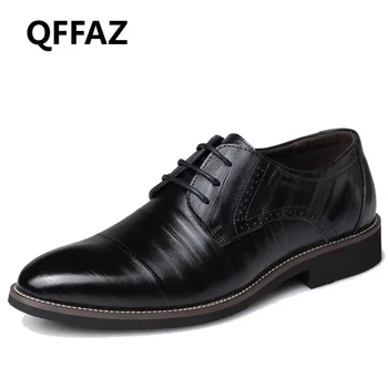 

QFFAZ Genuine Leather Mens Dress Shoes, High Quality Oxford Shoes For Men, Lace-Up Business Men Shoes, Brand Men Wedding Shoes