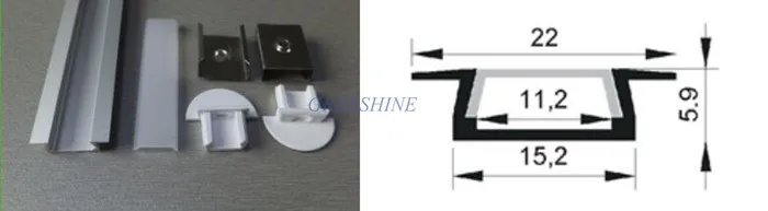 2000 мм x 22 мм x 5.9 мм 1 м 2 м привели экструзии Алюминий профиль для LED полосы света с крышкой и Фитинги 50 шт./лот