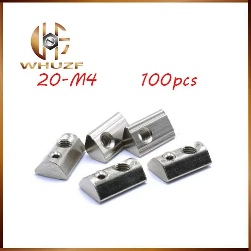 

T slot aluminum extrusion profile 100pcs 20-M4 Elastic Nut M4 T Roll Ball Spring Nuts 2020 Series Aluminum Extrusion Profile 6