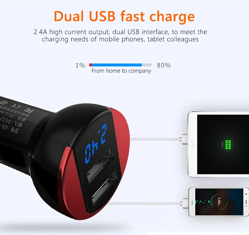 !ACCEZZ Dual Port USB Car Charger Digital Display For Iphone XS XR X 8 Plus Car Phone Charge Adapter Universal For Samsung S9 S8 (7)