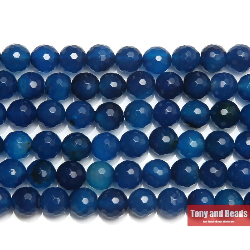 1" натуральный камень граненый синий Агаты круглые бусины 6 8 10 12 мм выбрать размер для изготовления ювелирных изделий