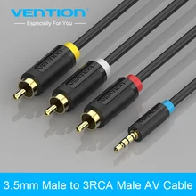 Vention 3.5 mm Jack to 3 RCA Male Audio Converter Video AV Speaker Cable cablo 1.5M 2M For Stereo VCD DVD TV Computer ect