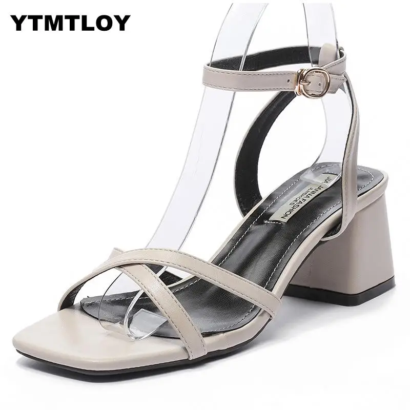 Summer 2019 HOT New High Heels Women's Shoes With Open Toe Suede Sexy Word Buckle Women Sandals Rome Gladiator Red yellow