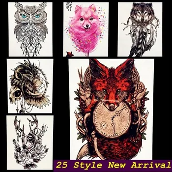 Sexy Red Fox Designs Flash Tattoo Body Art Arm Sleeve Tattoo Stickers GHB388 Fake Wolf Tatoo Selfie Wall Car Styling Home Decor
