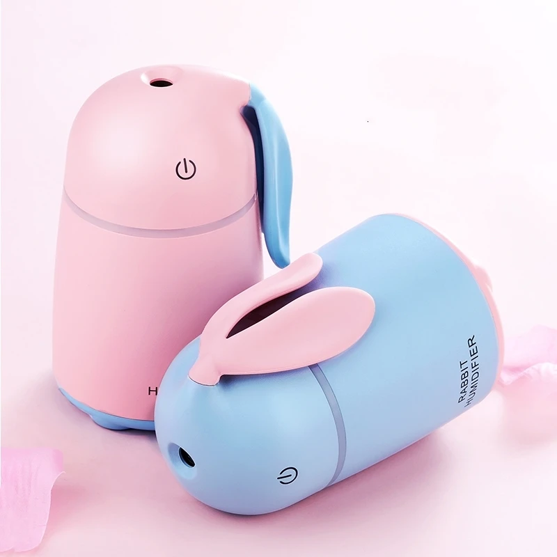 

170ml Rabbit Ultrasonic Humidifier DC 5V Mini Aroma Diffuser For Car Office Home Air Freshner With Waterless Prevent Color led
