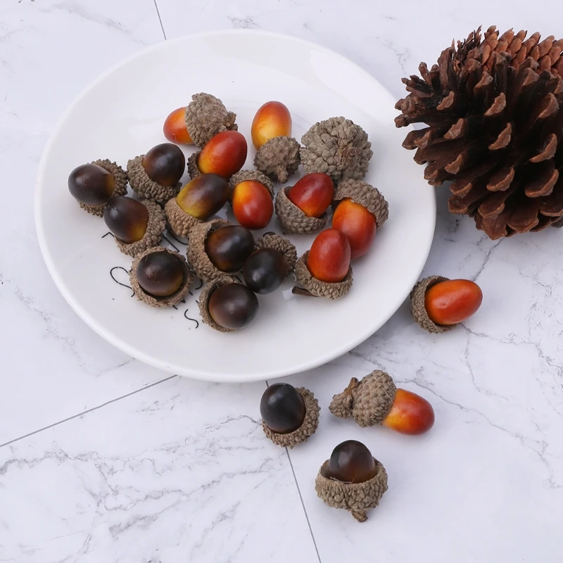 

10pcs Artificial Simulation Mini Acorn Oak Nut Fake Fruit Ornament Home Decor super vivid realistic