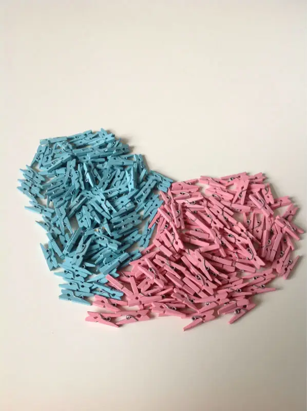 Mini Tiny Clothespin 50pcs blue pink wood clothespins Boys Girls