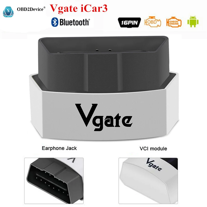 Считыватель кодов Vgate ELM327 Bluetooth iCar3 V2.1 поддерживает Android Torque ELM 327 iCar 3 BT OBD/OBD2