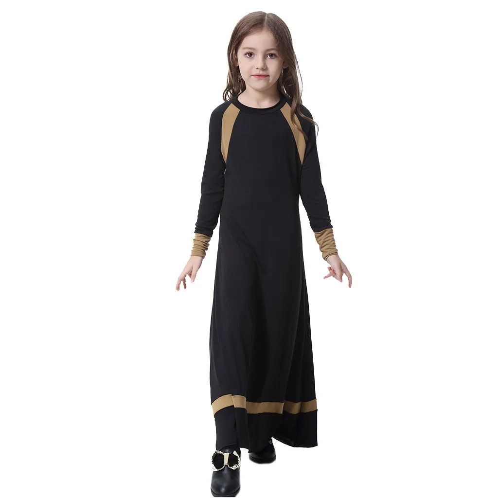 

Muslim Children Abaya Kids Long Dresses Robe Gowns Kimono Long Sleeve Solid Saudi Arab Islamic Muslim Dubai Robe for Girl 5.4