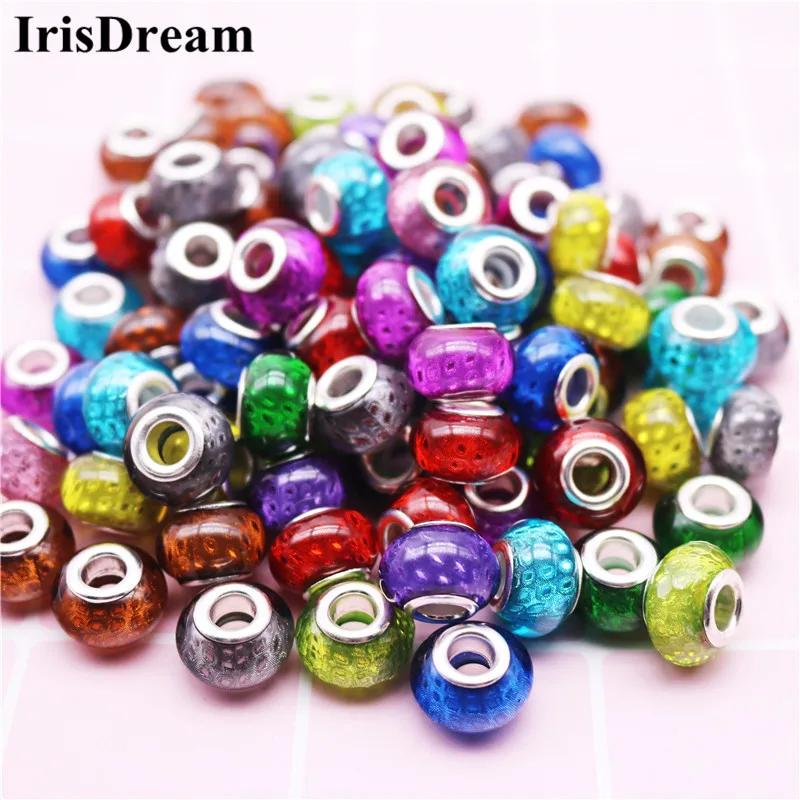 

20PCS 14MM Round Point Resin Spacer Murano Jewelry Glass Seed Beads Charms Fit For Pandora Bracelets For DIY Bracelet