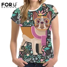 Forudesigns Для женщин футболка тренер кроссовки спортивная Французский бульдог Мопс печатных Femlae футболка с коротким рукавом Фитнес Спорт Тонкий Топ