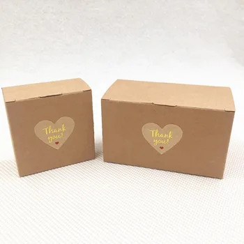 

20pcs Kraft Paper Wedding Gifts For Guests Candy Box Brown Cardboard Packing Gift Boxes Party Supplies with free stickers