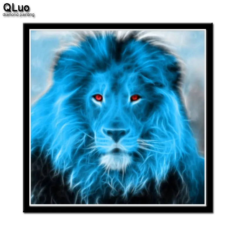 QLuo 5D DIY Diamond Painting Cross Stitch Full Rond Drill Cartoon Blue lion Mosaic Embroidery paints With | Дом и сад