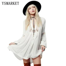 Трендовое летнее шифоновое пляжное платье с рисунком, тонкое кружевное сексуальное платье, женское платье с рукавом-фонариком, белые женские платья