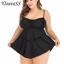 Размера плюс, танкини, набор, женский купальник из двух частей, черный купальник с лямкой через шею, высокая талия, бикини, купальный костюм, S-5XL