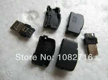 

20 sets / pcs DIY 90 Right Angle USB b Micro male 5 pins Plug Connector Socket with Plastic Cover , Free shipping