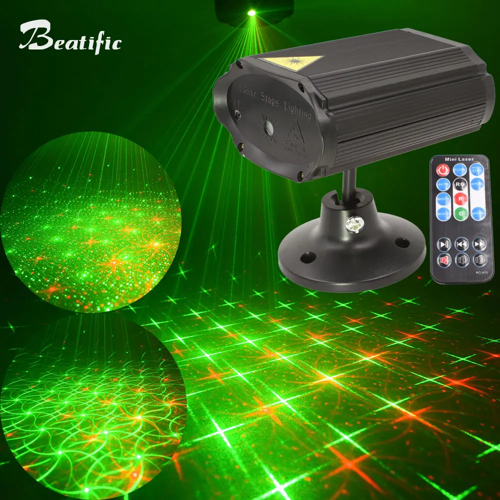 

Mini Soundlights Disco and Music Equipment 8 Patterns Red Green Laser Projector Sound Party Lights DC5V Lumiere