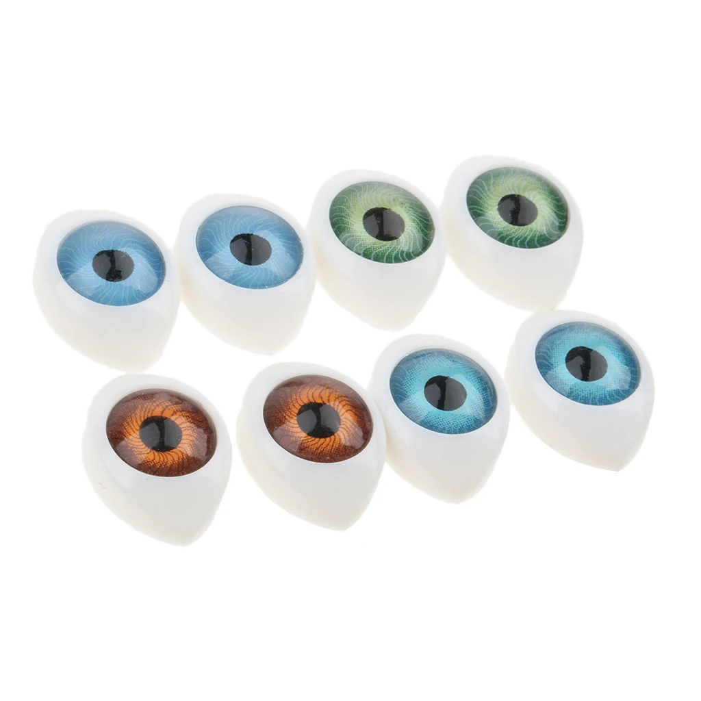 4 Color 8pcs Oval Hollow Back Plastic Eyes For Doll Mask DIY 9mm 2 in blue-green, 2 in brown, 2 in blue and 2 in green