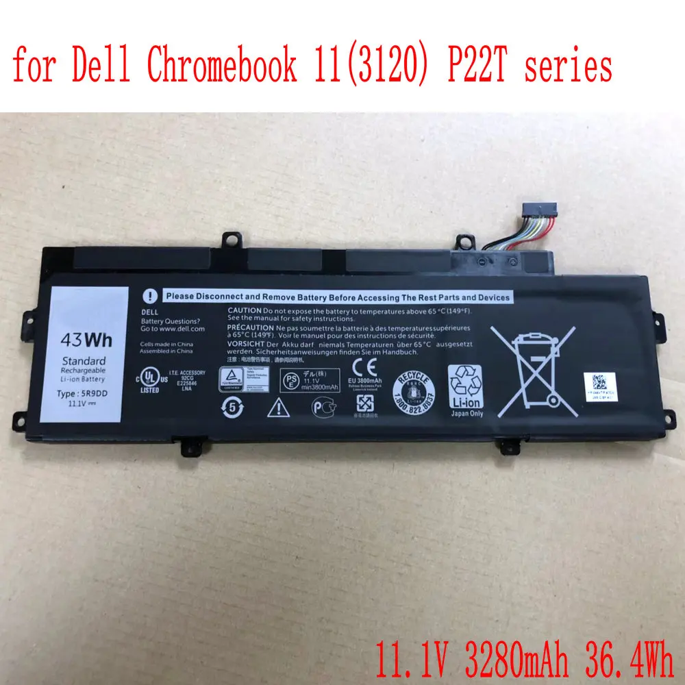 Оригинальный 5R9DD XKPD0 Аккумулятор для ноутбука Dell Chromebook 11 3120 P22T встроенный планшет