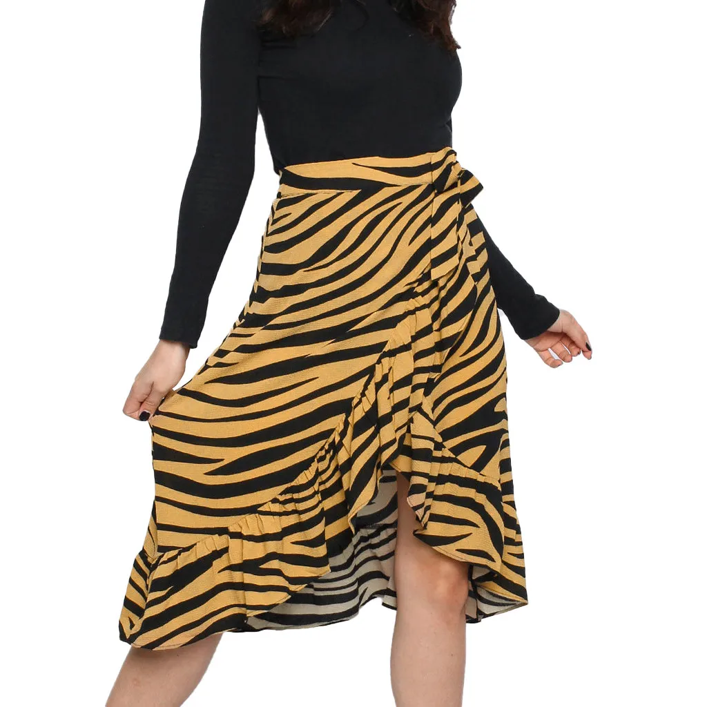 

Ladies Wrap Midi Skirts Womens Retro Short Skirts Womens Summer 2019 Ruffles Striped Bow Sexy Party Skirt Female Jupe Femme