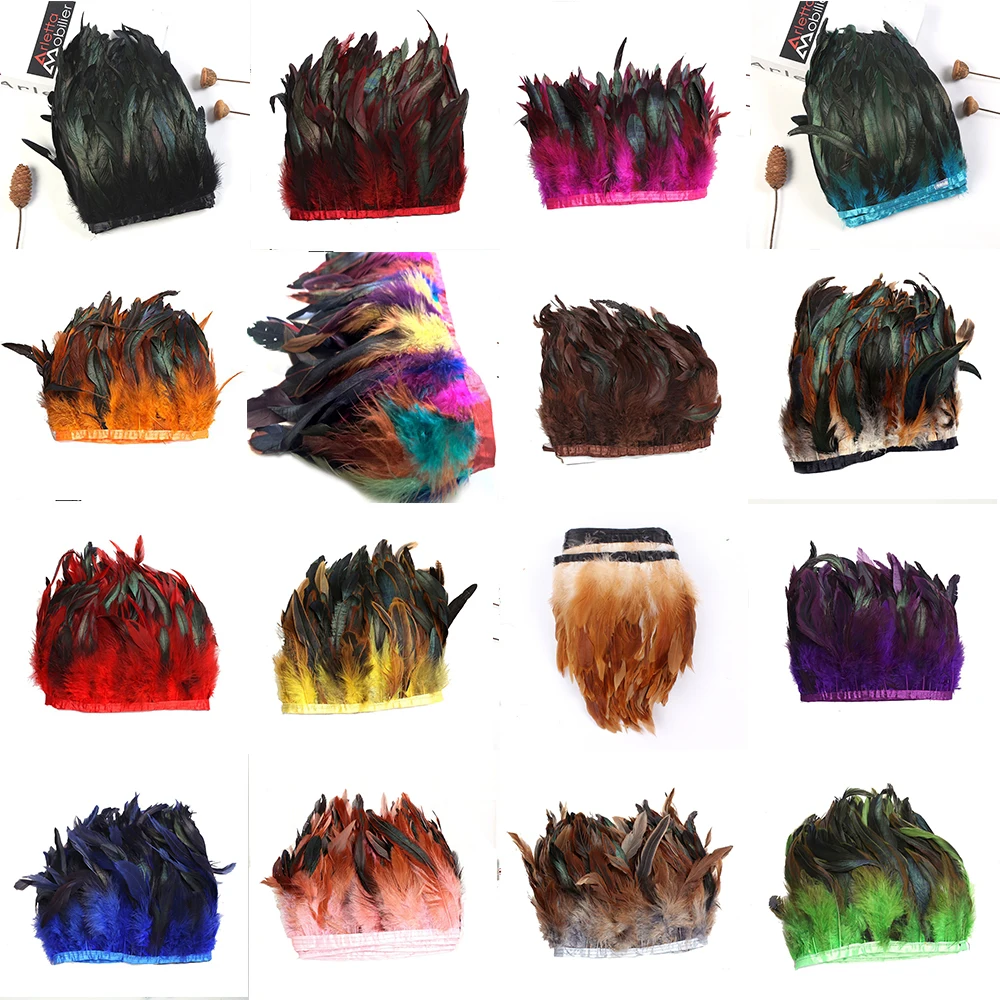 

10 Yards Quality Chicken Rooster Tail Feather Trims Ribbons 10-15CM Strip for Dress Skirt Party Clothing Craft Making