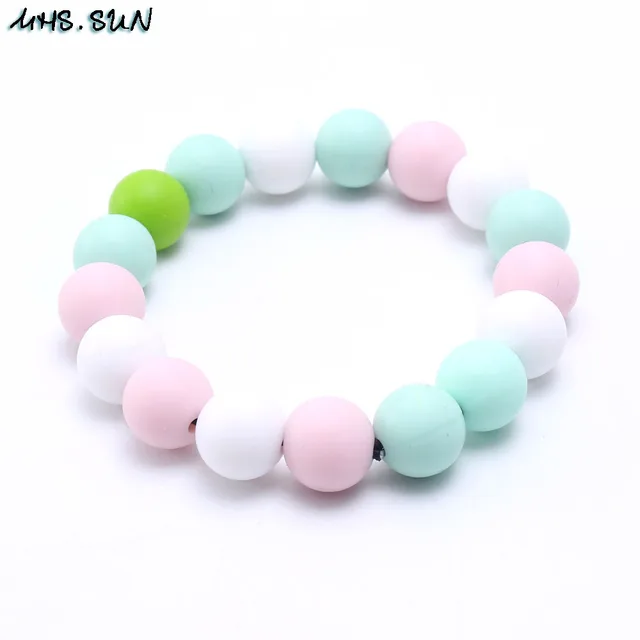 Mhs Sun 100 Food Grade Baby Teething Bracelets Round Silicone Beads Sun 100 Food Grade Baby Teething Bracelets Round Silicone Beads In Strand