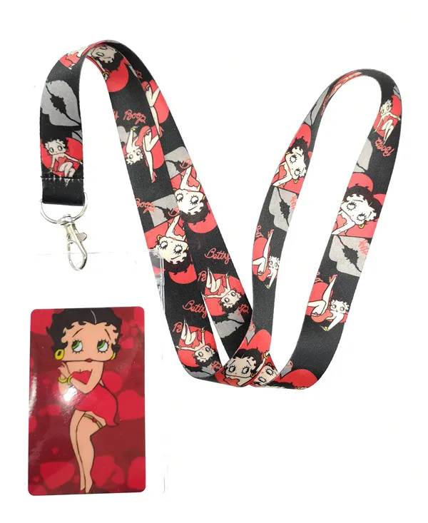 A 1 шт. сексуальные BETTY BOOP женские ремни на шею, автобус метро Lanyards ID Card, женские брелоки подарки для детей - Цвет: A