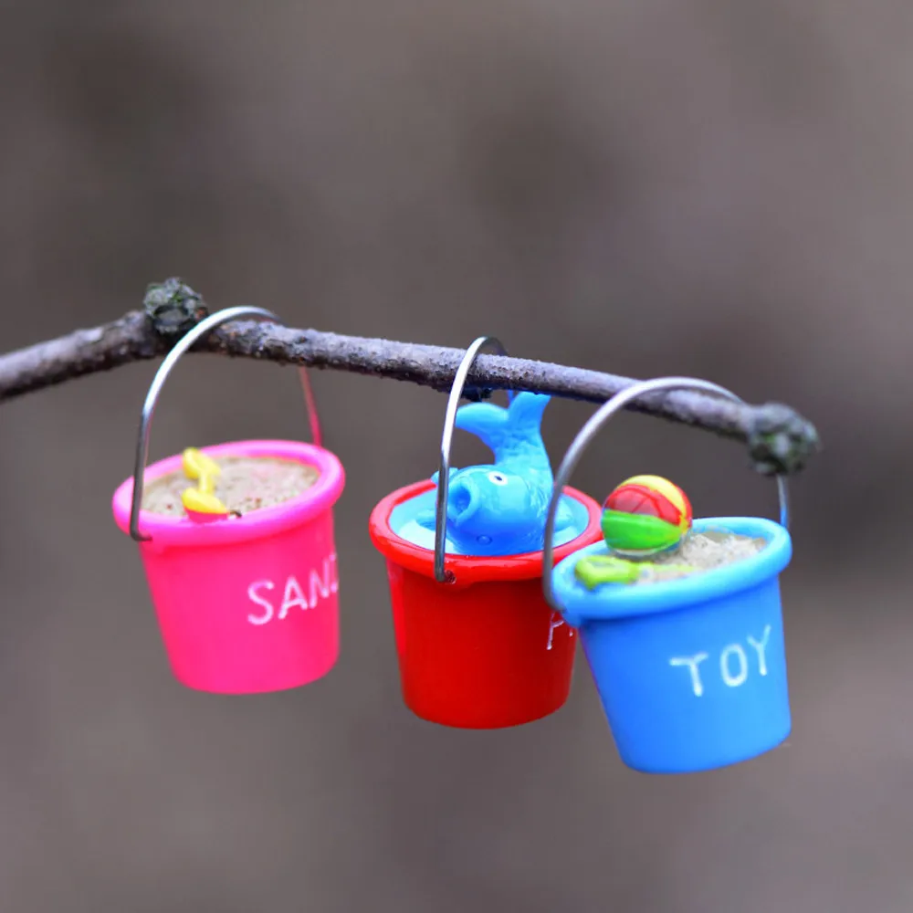 Resin Miniature Beach Bucket DIY Craft Accessory Home Garden Decoration