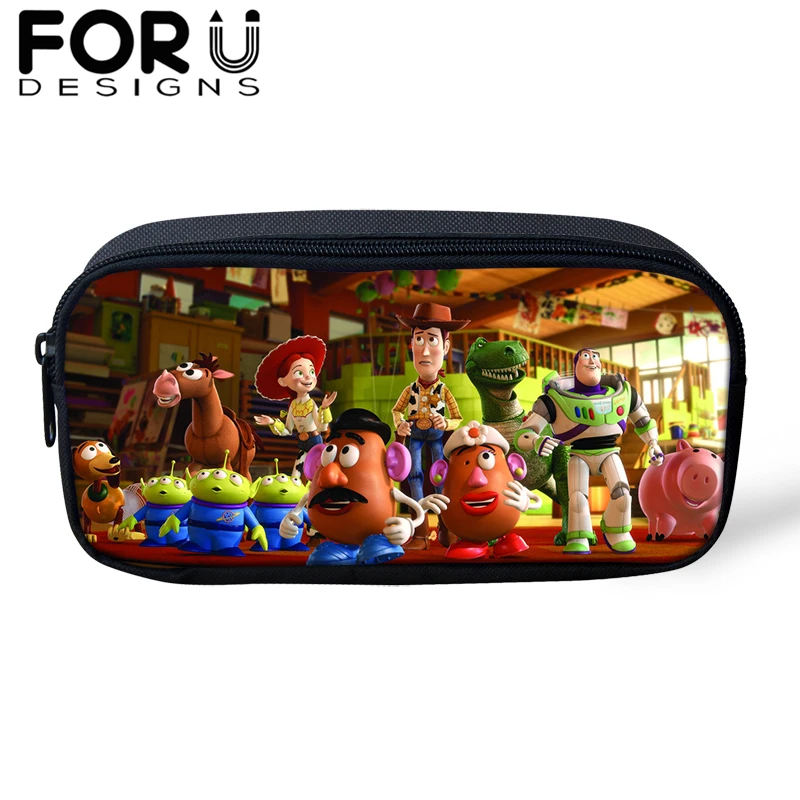 

FORUDESIGNS Toy Story Pencil Case for Boys Girl Pencil Bag Children Woody Buzz Lightyear Pen Bag Student Customize Image Pouch