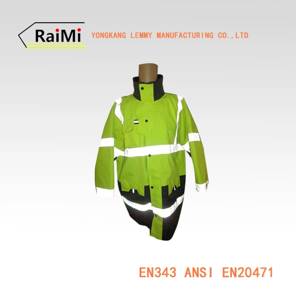En471 Hi Vis Detachable Hat Hooded Coat Fluorescein Reflective Safety