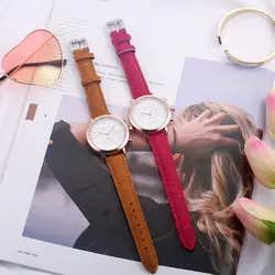 Роскошные модные повседневные женские часы с браслетом женские ремешок из натуральной кожи повседневные ремешок кварцевый аналог