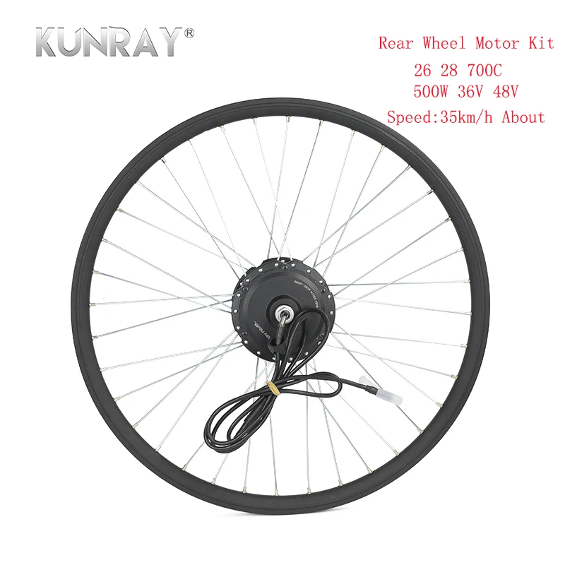 Perfect KUNRAY 36V 48V 500W Electric Bicycle Hub Motor Bicicleta E-Bike Conversion Kit For 26inch 28inch 700C Rear Wheel Motor 35km/h 4