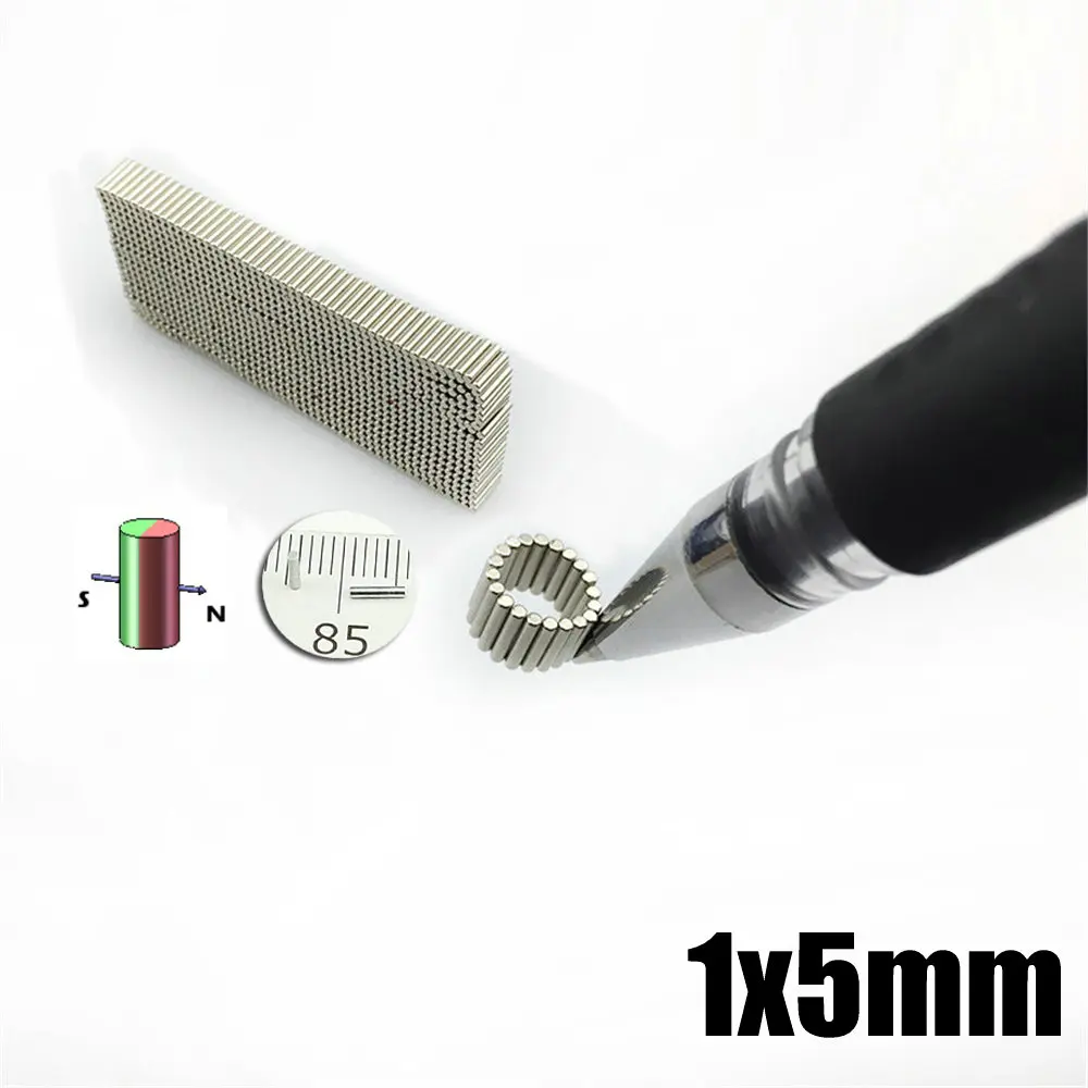 

100pcs Diametrically Magnetized Magnets Neodymium Stick 1x5 mm Precision NdFeB Aimant Medical Electronic Sensor Tinny Cylinder