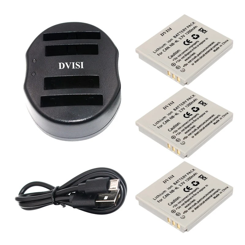 3pcs NB 4L NB4L Rechargeable Camera Battery with USB Dual Charger for