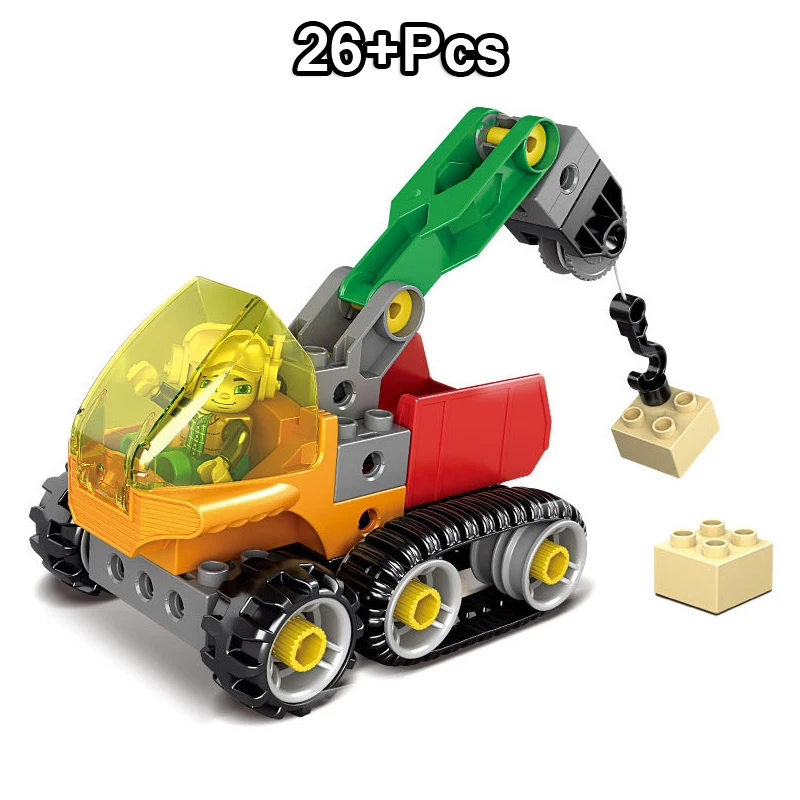 Pаспродажа 173 шт DIY крупные частицы инженерный экскаватор кран строительные блоки совместимый бренд Duploe город строительные транспортные средства игру...