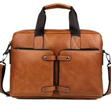 Мужская мода масло воск кожаный портфель воловья сумка деловая мужская кожаная сумка через плечо из натуральной кожи 1" Сумка для ноутбука