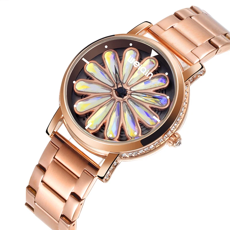 

Weiqin Women Quartz Watch Fashion Ladies Bracelet Watches Flowers Print Wristwatch For Female Exquisite Clock montre femme 2019