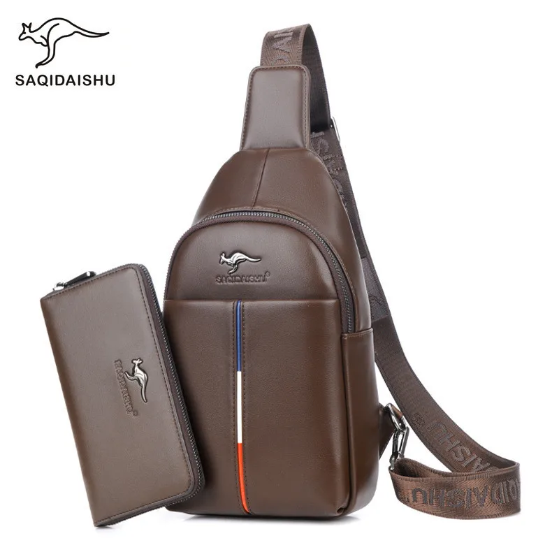 

SAQIDAISHU New Men PU Leather High Quality Travel Cross Body Messenger Shoulder Fashion Casual Sling Pack Chest Bag