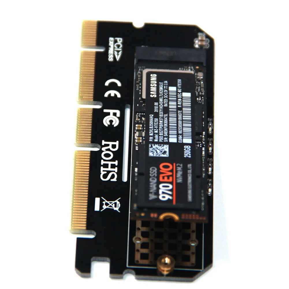 Светодиодная поддержка сетевого интерфейса PCI Express M Key Adapter компьютерная карта расширения полная скорость M.2 NVMe SSD NGFF к PCIE 3,0X16