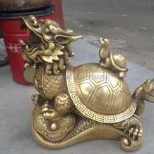 1" китайские бронзовые Богатые Деньги дракон; черепаха для девочек с изображением животных, статуя Ruyi