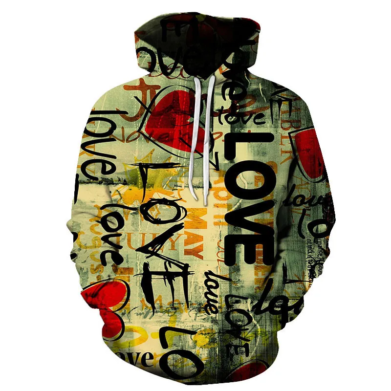 

New fashion brands, pullovers, high-quality 3D digital color printing, Cupid's love / LOVE / hip-hop casual pullovers