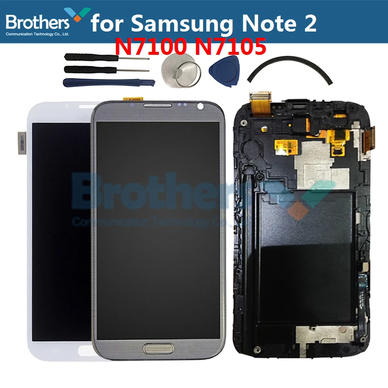 ЖК-экран для Samsung GALAXY Note 2 N7100 N7105 ЖК-дисплей с рамкой кнопкой возврата домой