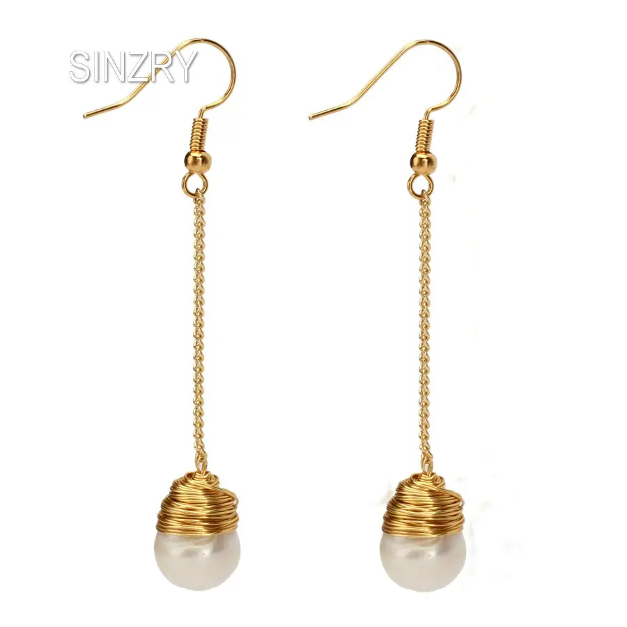 SINZRY simple irregular natural freshwater pearl Copper wire encircling