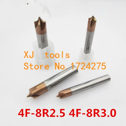 

HRC50 4F-8R2.5/8R3. 0,4 флейтовое покрытие R фреза Угловые концевые фрезы шаровая Концевая фреза, длина 60 мм, дианметр 8 мм