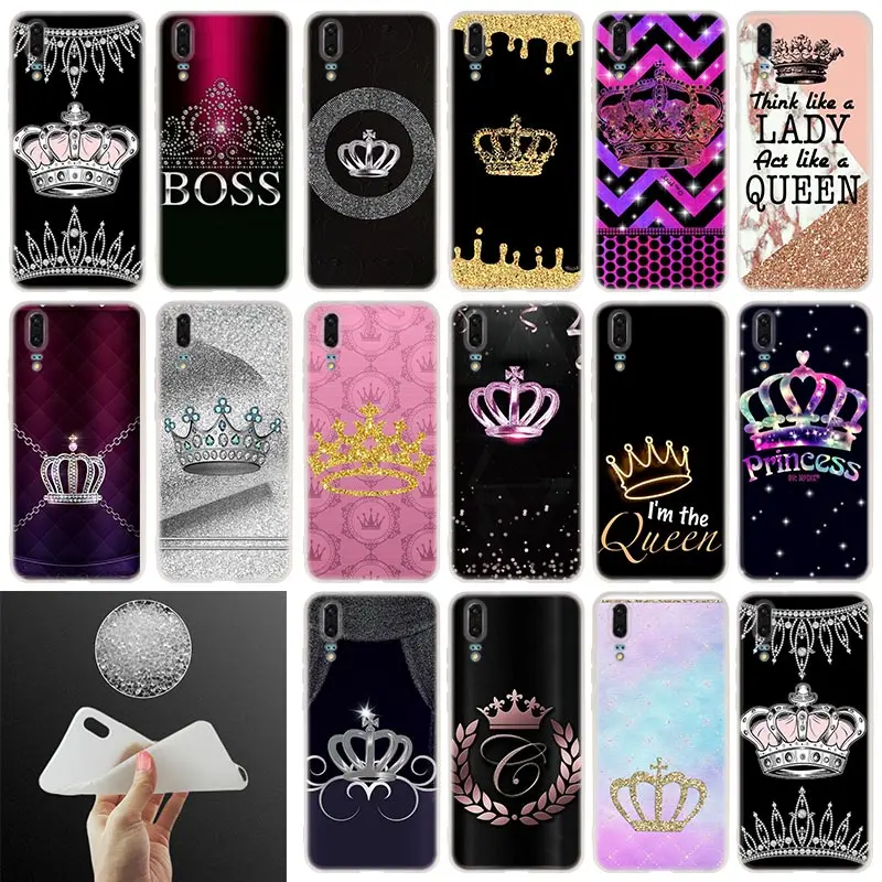 

Soft Silicone Phone Case PRINCESS Queen boss crown king For Huawei P30 P20 P30Pro P10 P9 P8 Plus Lite 2017 P samrt 2019 Cover