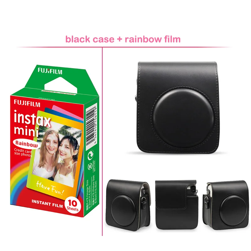Geniune Fujifilm Instax Mini мгновенная цветная пленка с защитной из искусственной кожи чехол для камеры Сумка для Fuji Instax Mini 70 камера - Цвет: black kit 2