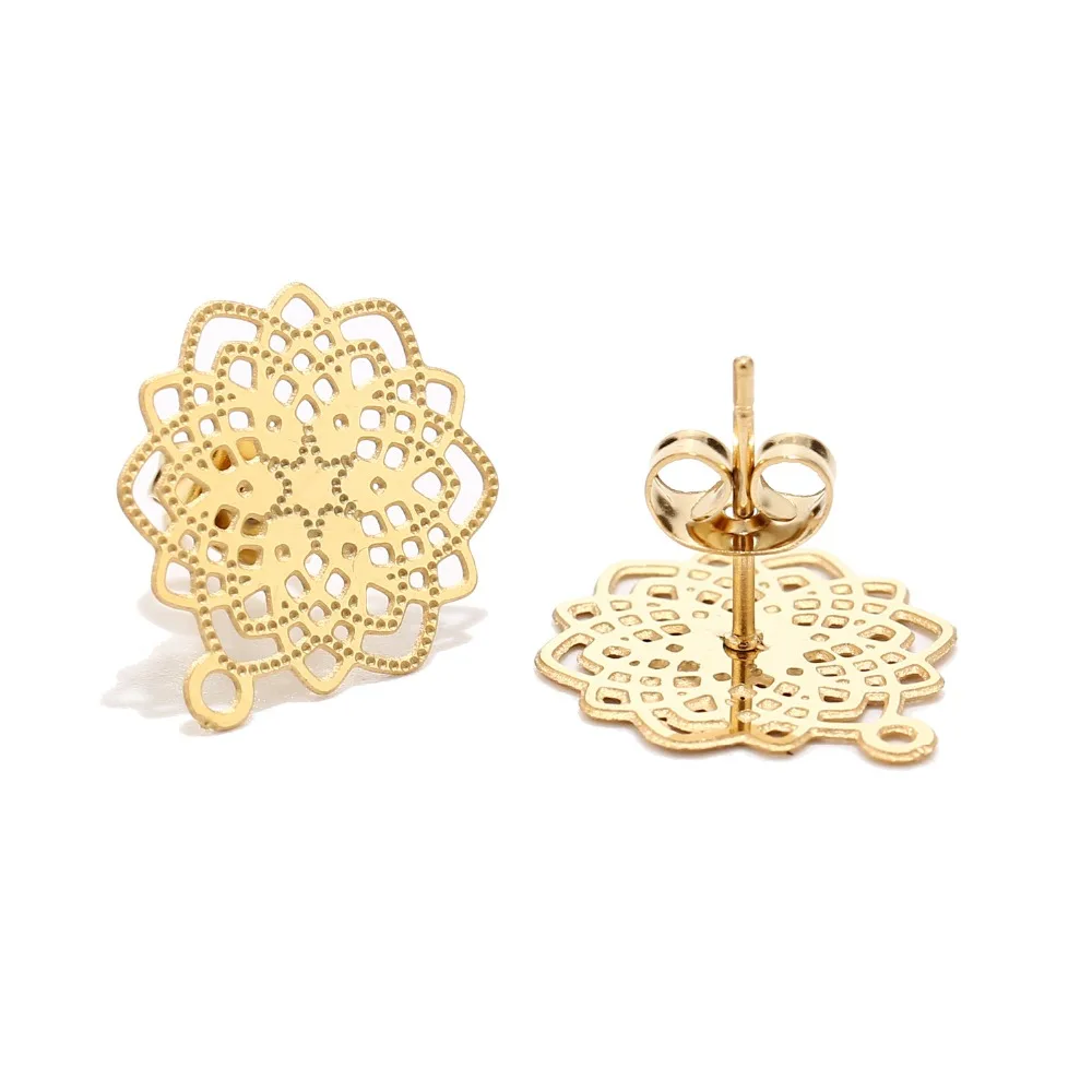 

Gold tone 304 Stainless Steel Ear Studs Pin Earring Backs with hollow Post for Earring Finding 10pcs/lot